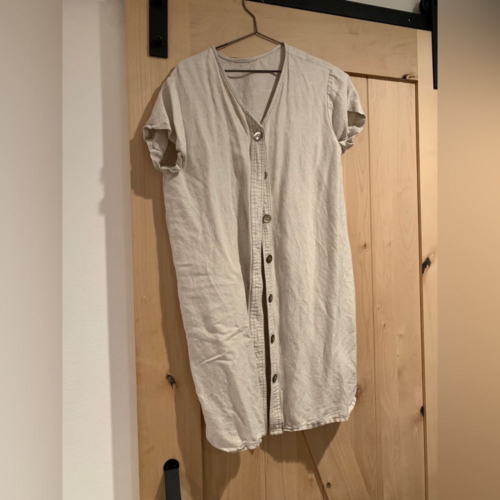 Short sleeve button down dress or long outerwear